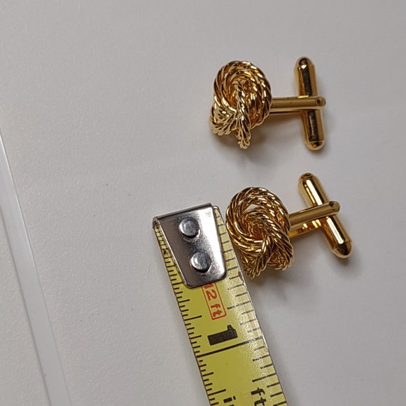 Gold Tone Knot Bullet Back Cufflinks - Picture 10 of 10
